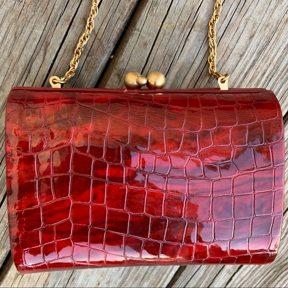 Isabella Fiore Croc Embossed Hardshell Bag Purse